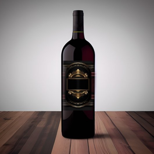 Gepersonaliseerde Verjaardag Zwart Goud Burgandy Wijn Etiket