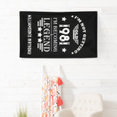 Gepersonaliseerde verjaardag zwart wit spandoek (Insitu)