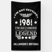 Gepersonaliseerde  verjaardag zwart wit spandoek (Verticaal)