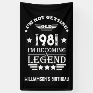 Gepersonaliseerde  verjaardag zwart wit spandoek