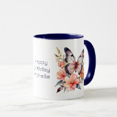 Gepersonaliseerde Verjaardagscadeau Vlinder Bloeme Mok (Voorkant rechts)