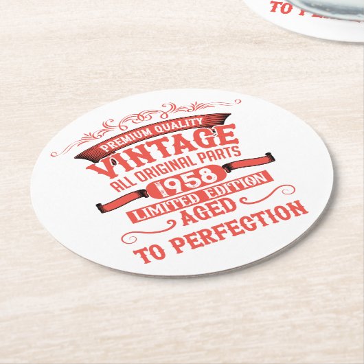 Gepersonaliseerde verjaardagscadeaus rood ronde kartonnen onderzetter (Gebogen)