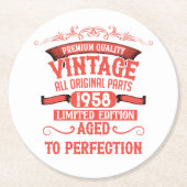 Gepersonaliseerde verjaardagscadeaus rood ronde kartonnen onderzetter (Voorkant)