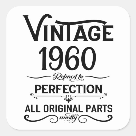 Gepersonaliseerde verjaardagscadeaus zwart wit vierkante sticker (Voorkant)