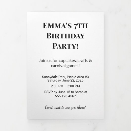 Gepersonaliseerde verjaardagsfeest drievoudige bri drieluik uitnodiging (Cover)