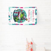 Gepersonaliseerde verjaardagsfeestje kikker thema  spandoek (Insitu)