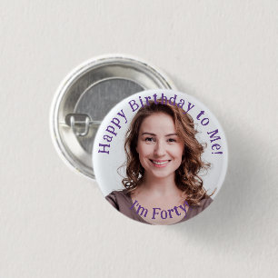 Gepersonaliseerde verjaardagsfoto, uw Afbeelding b Ronde Button 3,2 Cm