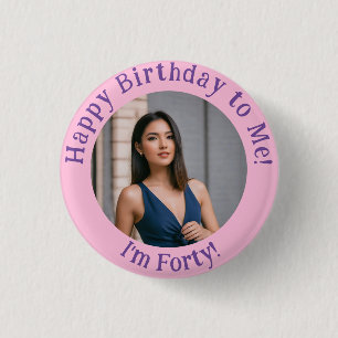 Gepersonaliseerde verjaardagsfoto, uw Afbeelding b Ronde Button 3,2 Cm