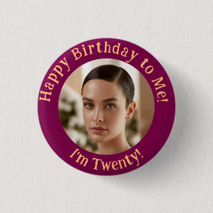 Gepersonaliseerde verjaardagsfoto Uw Afbeelding Ba Ronde Button 3,2 Cm