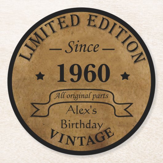 Gepersonaliseerde verjaardagsgeschenken ronde kartonnen onderzetter (Voorkant)