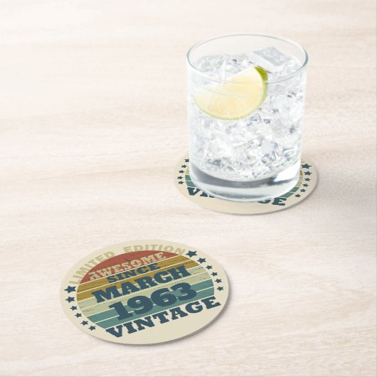 Gepersonaliseerde verjaardagsgeschenken ronde kartonnen onderzetter (Insitu)