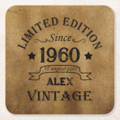 Gepersonaliseerde verjaardagsgeschenken vierkante kartonnen onderzetter (Voorkant)