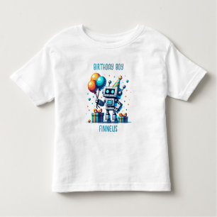 Gepersonaliseerde Verjaardagsjongen Pixel Robot Kinder Shirts