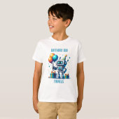 Gepersonaliseerde Verjaardagsjongen Pixel Robot T-shirt (Voorkant volledig)