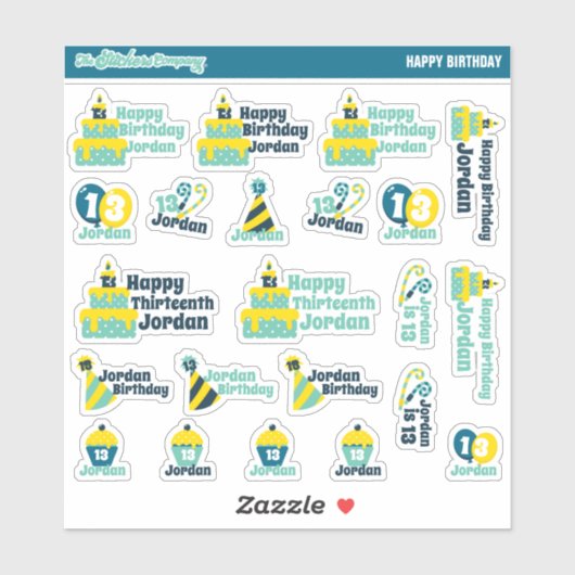 Gepersonaliseerde verjaardagslabels | Aangepaste S Sticker (Vel)