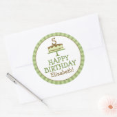 Gepersonaliseerde verjaardagstaart Kinderen Verjaa Ronde Sticker (Envelop)