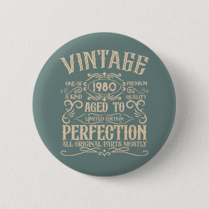 Gepersonaliseerde  verjaardagswhiskey label thema ronde button 5,7 cm