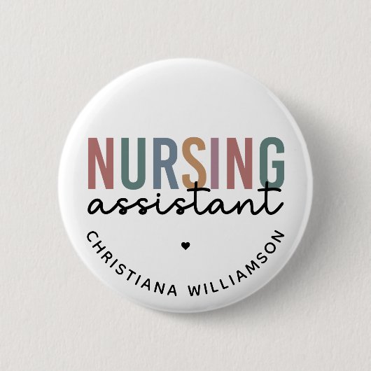 Gepersonaliseerde verpleegkundige assistent ronde button 5,7 cm (Voorkant)