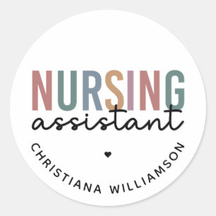Gepersonaliseerde verpleegkundige assistent ronde sticker