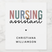 Gepersonaliseerde verpleegkundige assistent wijn etiket (Enkel label)