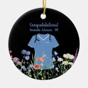 Gepersonaliseerde Verpleegkundige RN LPN NP Blauwe Keramisch Ornament