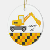 Gepersonaliseerde versiering bouwmachinegrootmachi keramisch ornament (Links)