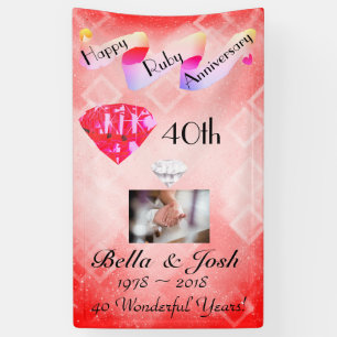 Gepersonaliseerde Vertical 40th Wedding Jubileum Spandoek