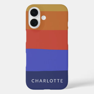 Gepersonaliseerde Vetgedrukte Gestreepte Warm Rood iPhone 16 Hoesje