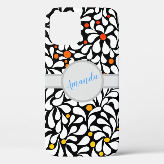 Gepersonaliseerde Vette moderne bloemen warme ombr Case-Mate iPhone Case (Achterkant)