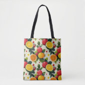 Gepersonaliseerde Vibrant Citrus Fruit Canvas tas (Voorkant)
