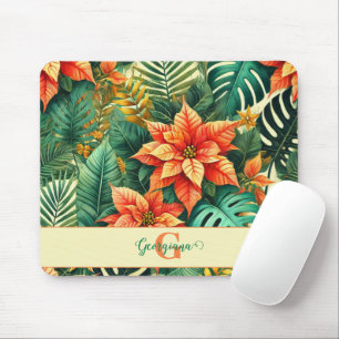 Gepersonaliseerde Vibrant Tropical Christmas Poins Muismat