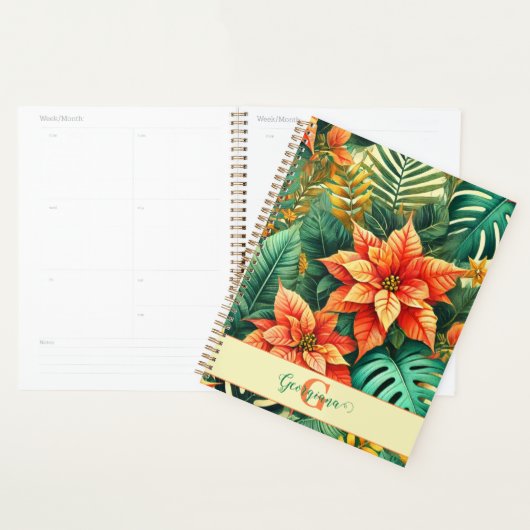 Gepersonaliseerde Vibrant Tropical Christmas Poins Planner (Display)