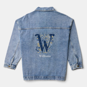 Gepersonaliseerde Victoriaans kalligrafie Monogram Denim Jacket