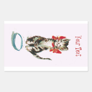 Gepersonaliseerde Victoriaans Tabby Kitty Cat Stic Rechthoekige Sticker