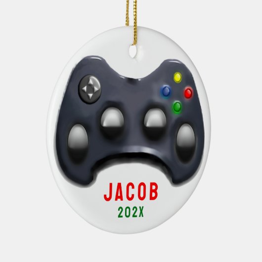 Gepersonaliseerde Video Gamer 2025 Collectible Keramisch Ornament (Rechts)