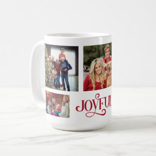 Gepersonaliseerde vier foto familienaam koffiemok