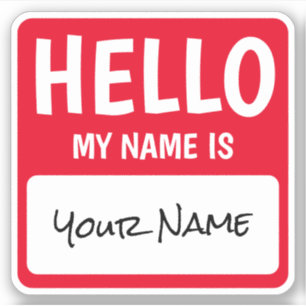 Gepersonaliseerde vierkante hallo mijn naam is sti sticker