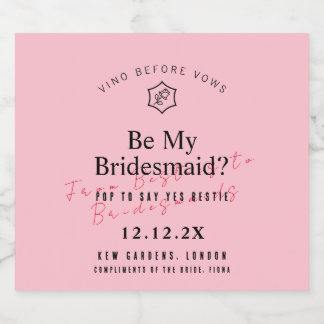 Gepersonaliseerde Vino Before Vows Roos geïnspiree Sparkling Wijnetiket