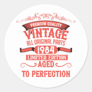 Gepersonaliseerde vintage 40e verjaardag rood ronde sticker