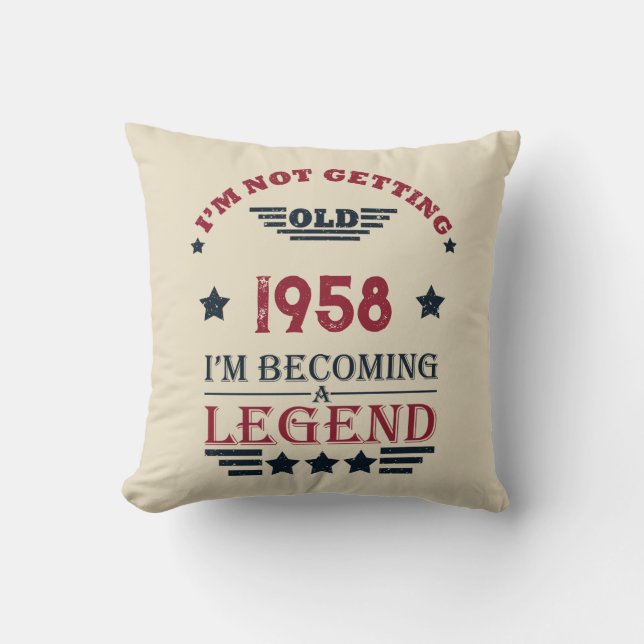 Gepersonaliseerde vintage 65e verjaardagscadeaus kussen (Voorkant)