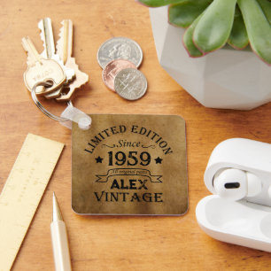 Gepersonaliseerde vintage 65e verjaardagscadeaus sleutelhanger