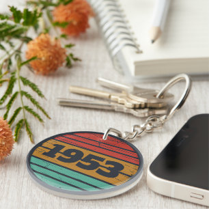 Gepersonaliseerde vintage 70ste verjaardag sleutelhanger