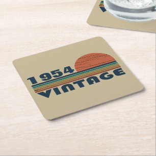Gepersonaliseerde vintage 70ste verjaardag vierkante kartonnen onderzetter