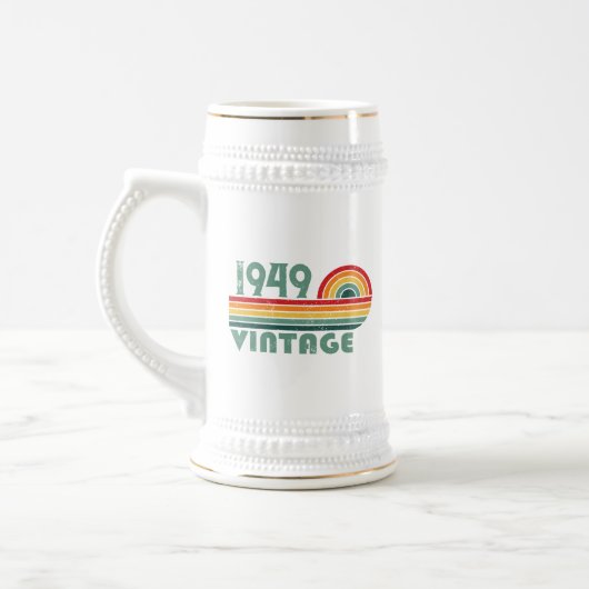 Gepersonaliseerde vintage 75e verjaardag bierpul (Links)