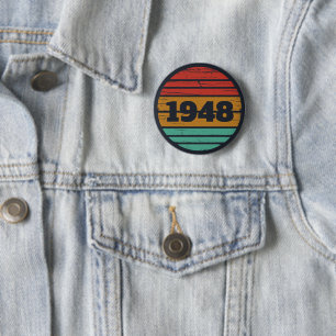 Gepersonaliseerde vintage 75ste verjaardag ronde button 5,7 cm