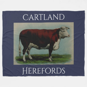 Gepersonaliseerde Vintage Hereford Cow Fleece Deken