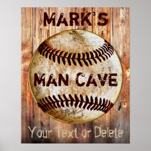 GEPERSONALISEERDE Vintage Honkbal Man Cave Posters