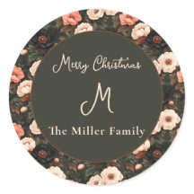 Gepersonaliseerde Vintage Kerst Bloemen Peony Roze