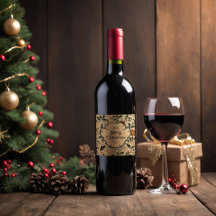 Gepersonaliseerde Vintage Kerst Wijn Label
