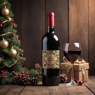 Gepersonaliseerde Vintage Kerst Wijn Label Etiket